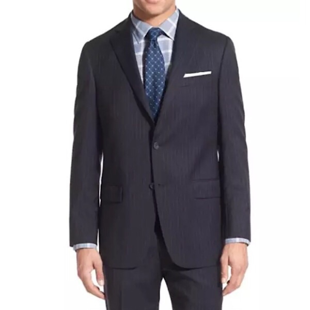 Hart Schaffner Marx Navy Pinstriped Blazer Coat